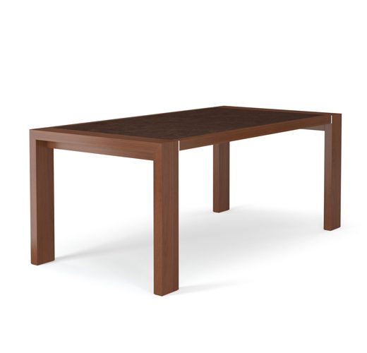 modern wood library table with aluminum reveal