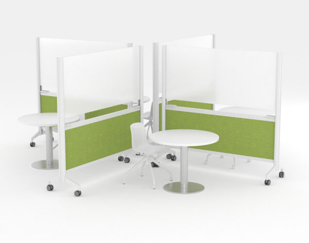 Curved Whiteboard Partitions, Walls on Wheels