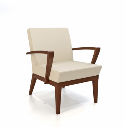 Retro Modern Upholstered Lounge Chair with wood arms