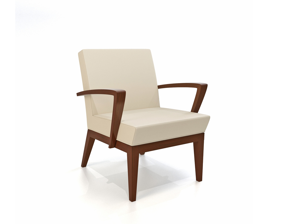 Retro Modern Upholstered Lounge Chair with wood arms