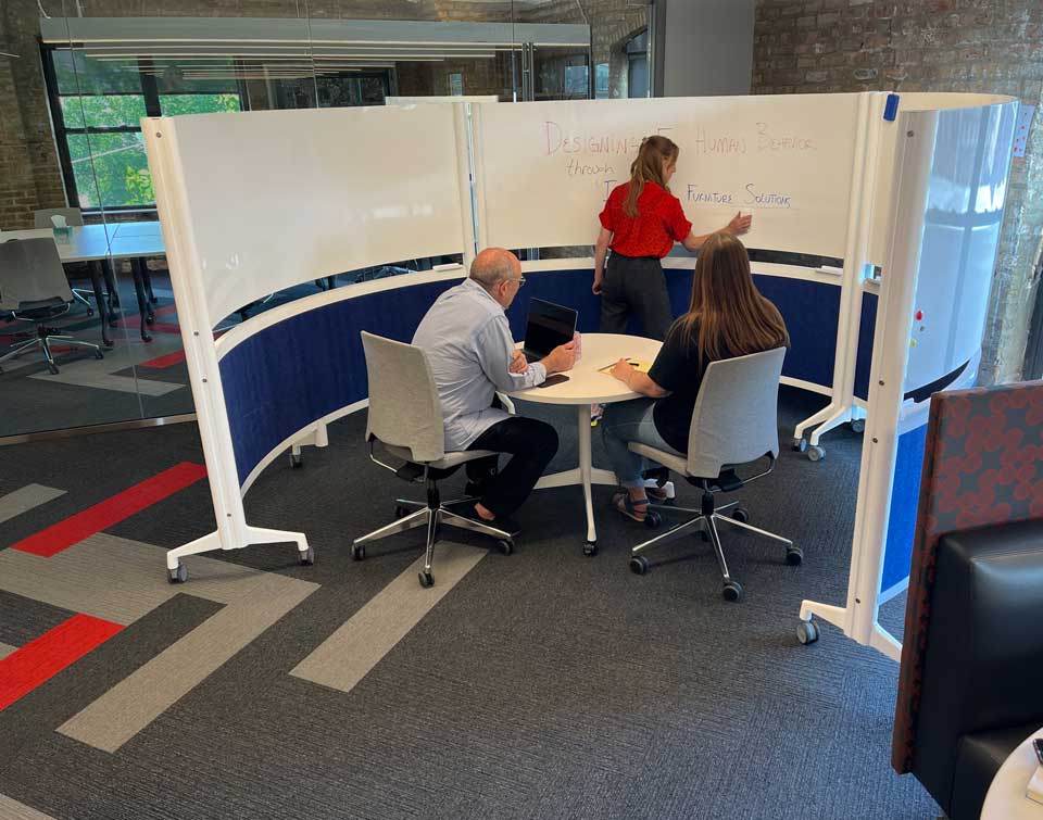 Collaborative furniture with whiteboard