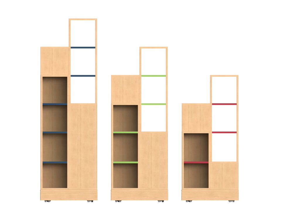 Orthographic view of public library vertical shelving