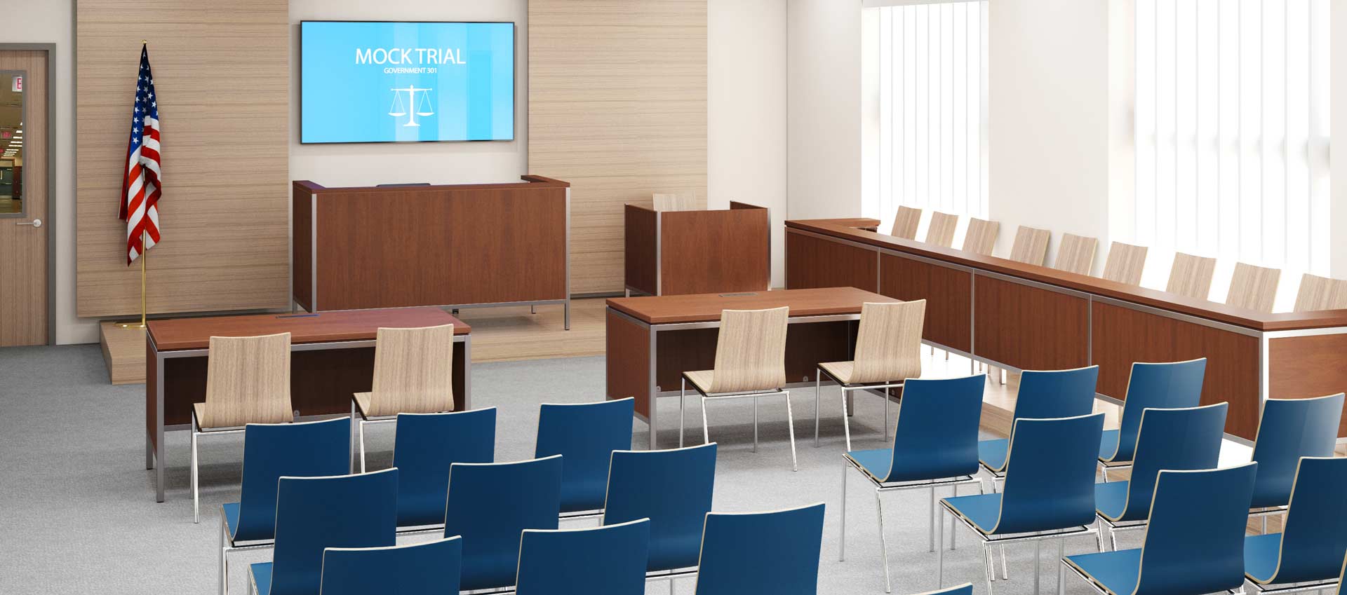 Modern, wood courtroom furniture